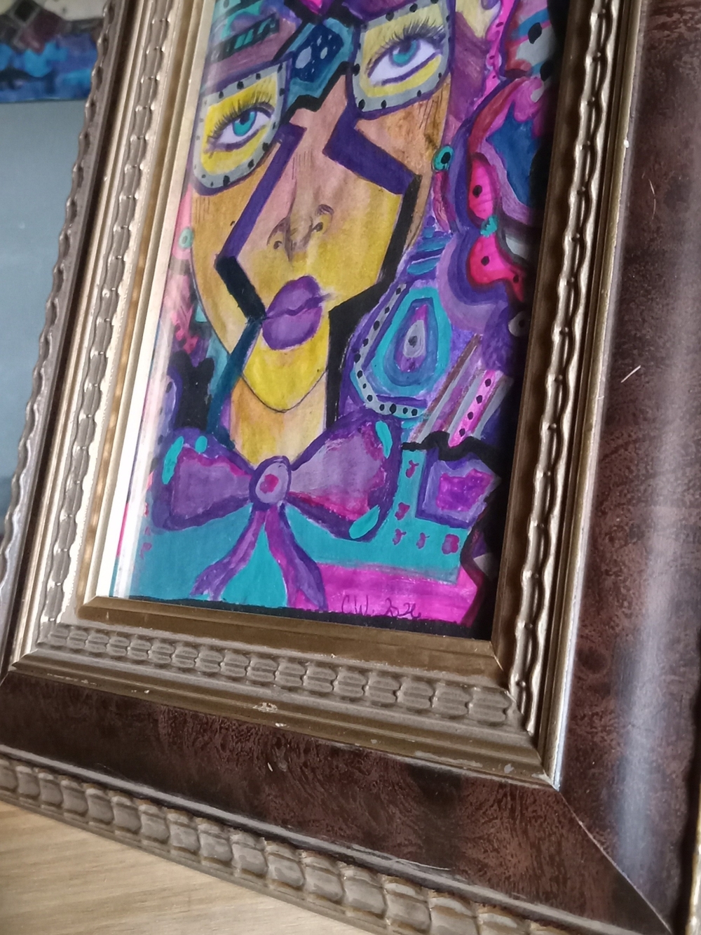 Hand-Painted Abstract Portrait Wall Art — Multicolor
